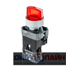 Переключатель с LED подсветкой, 24V AC/DC, красный, 2 полож. 1NC, фикс., мет. MTB2-BK2461